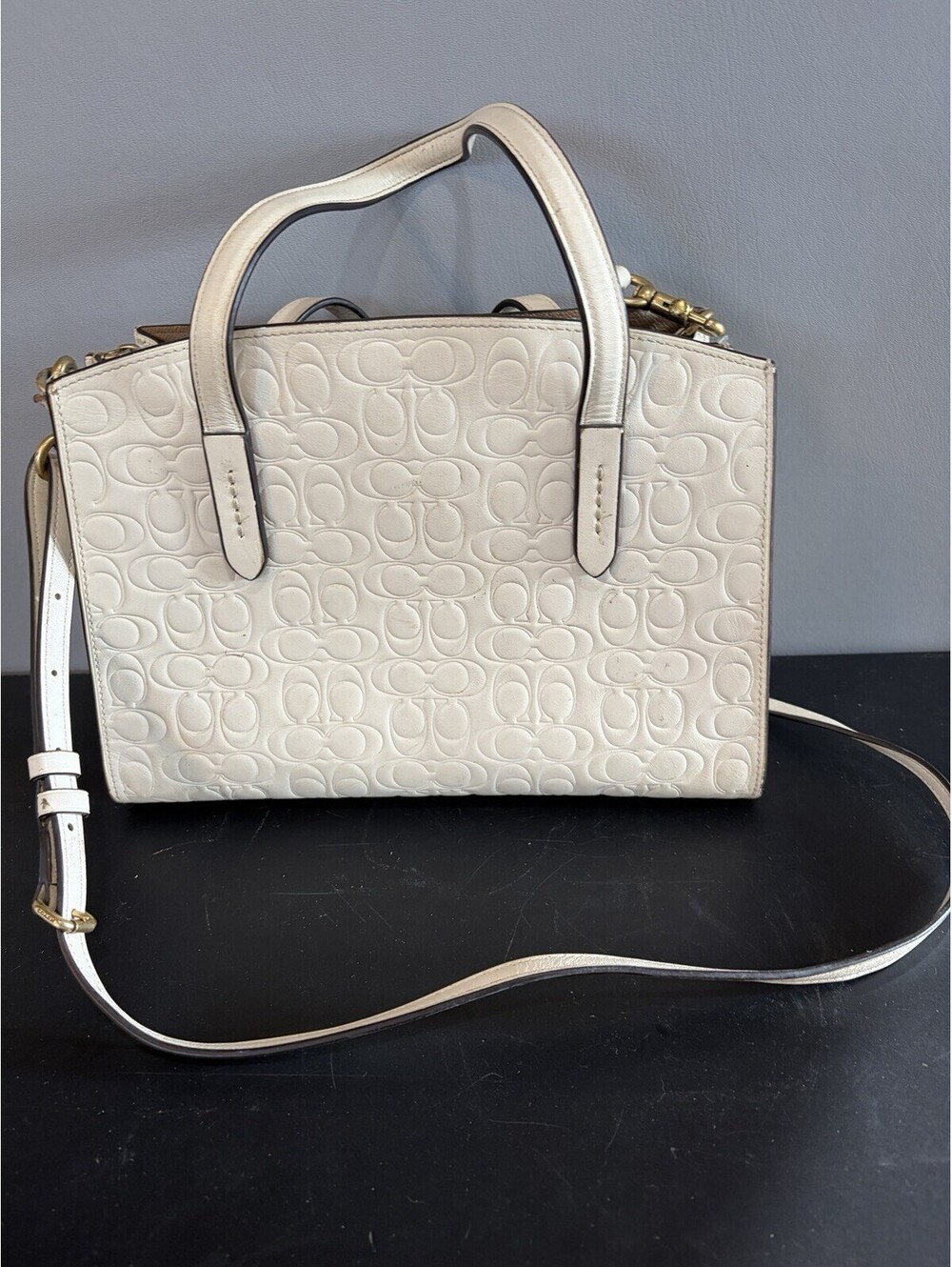 COACH Charlie Carryall Signature Shoulder bag -White Leather
